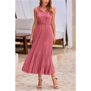 Women's Midi Summer Dresses Casual V Neck Swiss Dot Ruffle